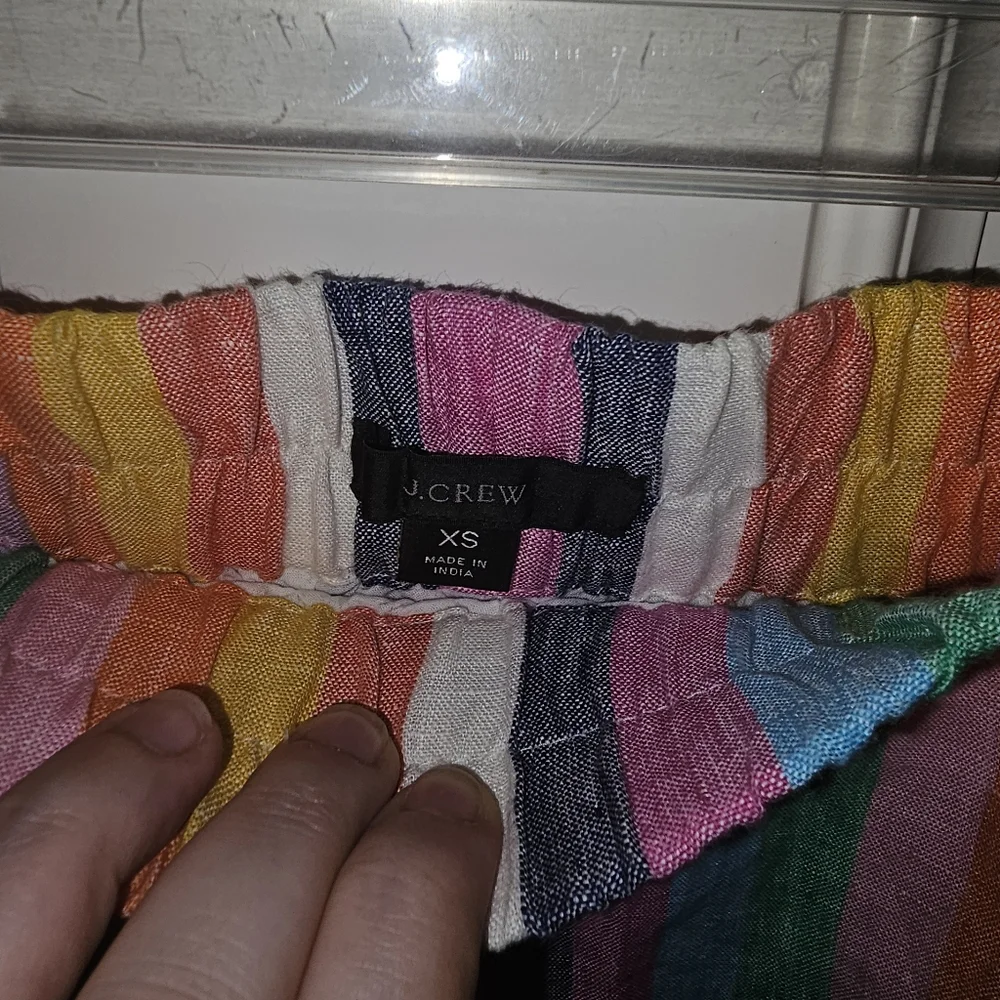 J Crew‎ Linen Pull On Skirt-Womens-XSmall-Rainbow Stripes